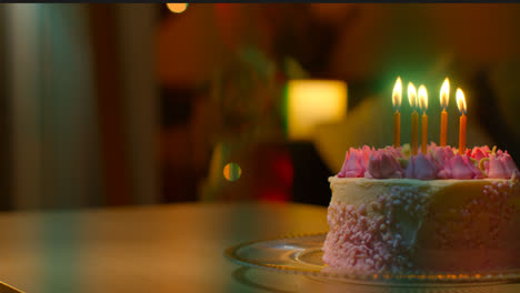 Close-Up-Of-Party-Celebration-Cake-For-Birthday-Decorated-With-Icing-And-Candles-On-Table-At-Home-8